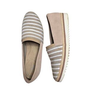 Clarks Collection Serena Paige Sand Beige Striped Espadrille Loafers Size 9 M